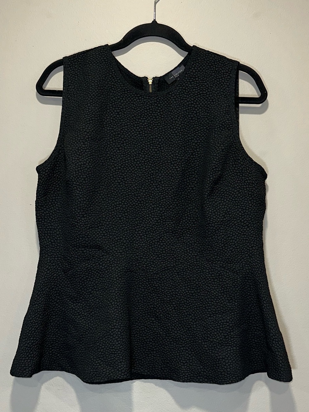 The Limited NWOT Black Textured Sleeveless Peplum Blouse Top Plus Size XL (16)